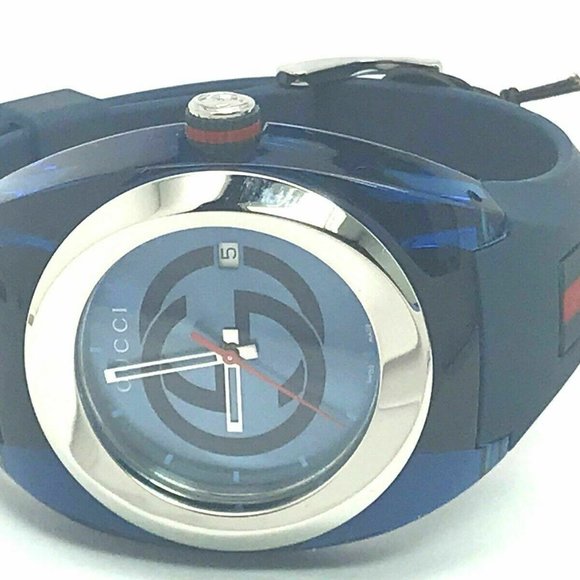 GUCCI SYNC YA137104 Blue Rubber Band Men's Watch - Picture 7 of 8